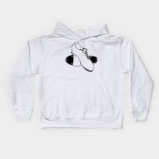 Tap Shoes -Drawn in black line. Kids Hoodie